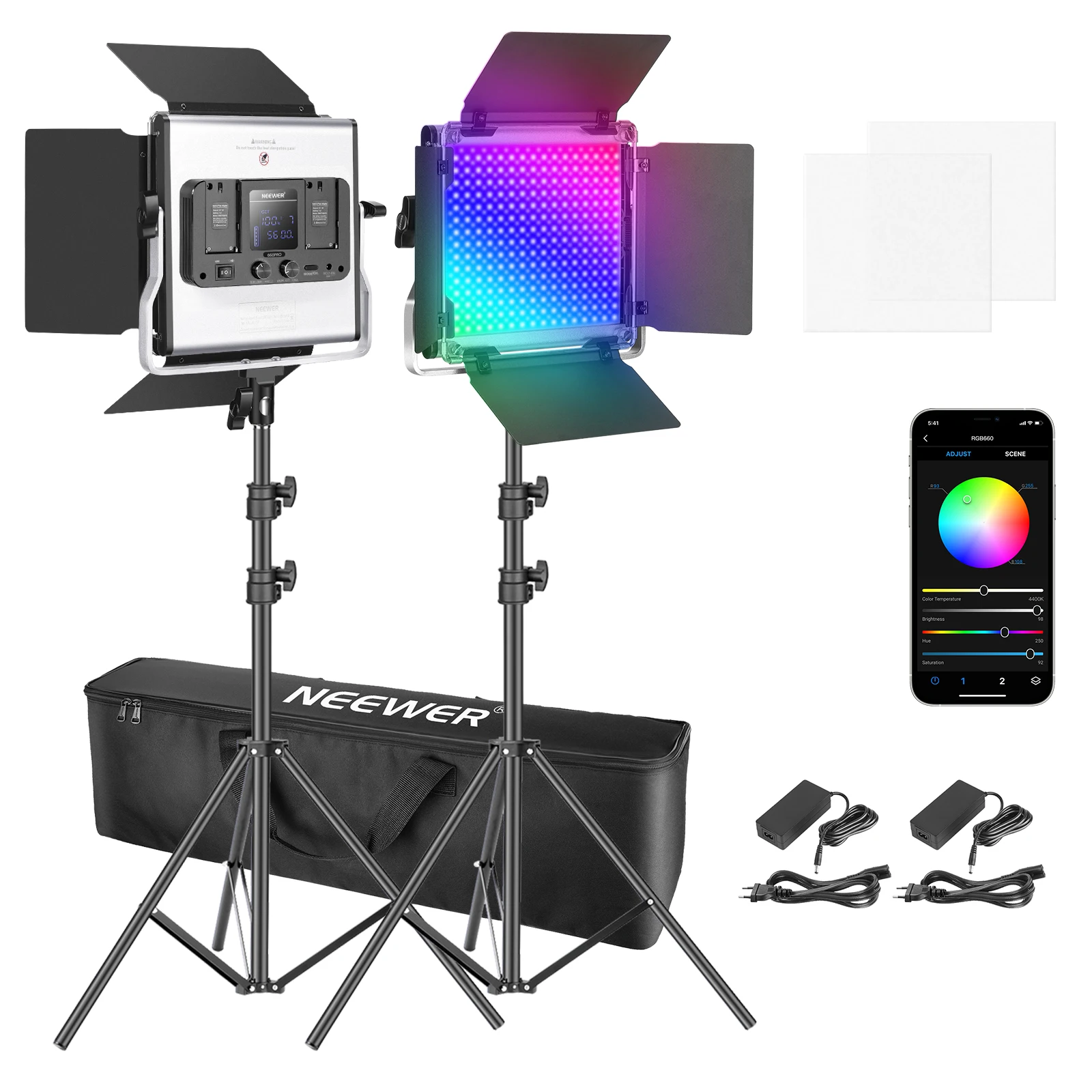 Photography Lighting Kit Neewer - Luz LED RGB Neewer 660 con
