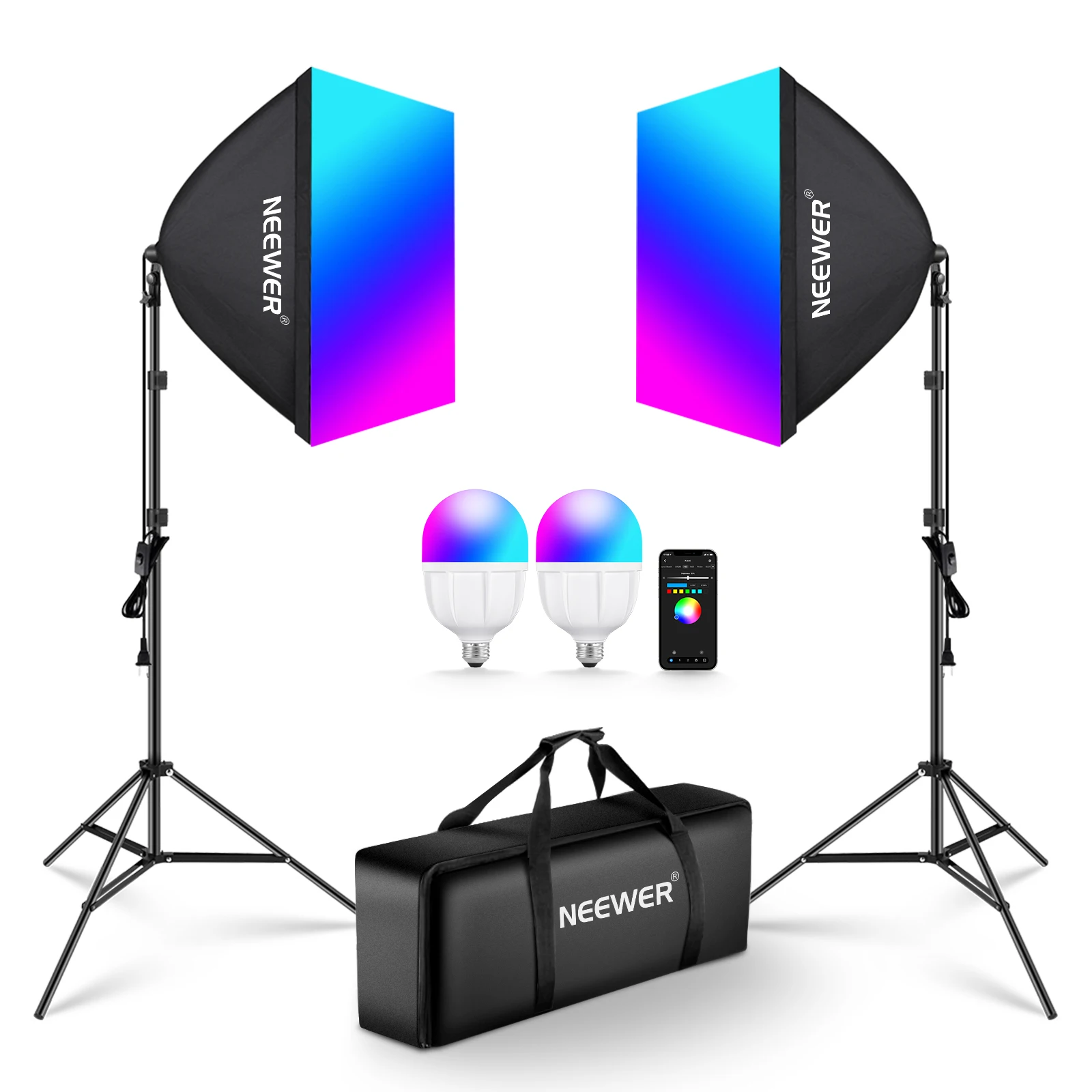 Photography Lighting Kit Neewer - Kit de Iluminación con Softbox RGB