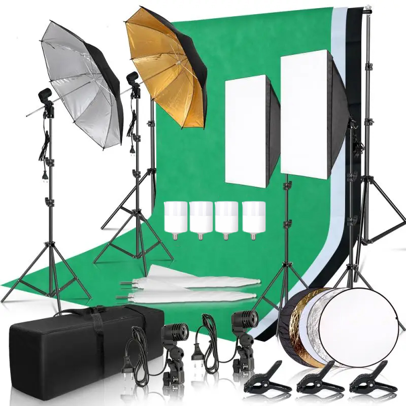 Photography Lighting And Backdrop Kits - Kit de iluminación para fotografía, paraguas,