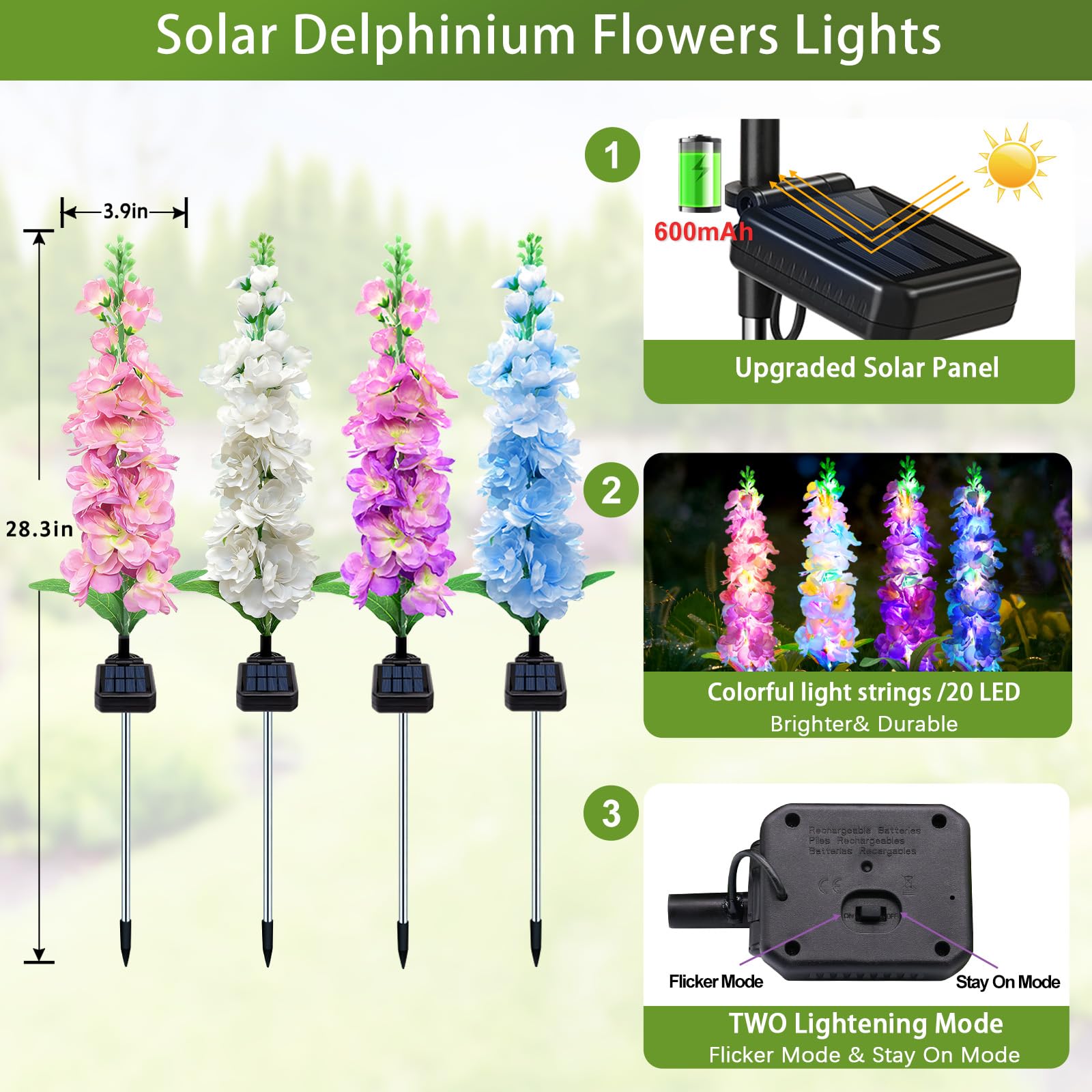 Luces solares para jardín, luc - Flower Photography Led Lighting Pack reseña y precio