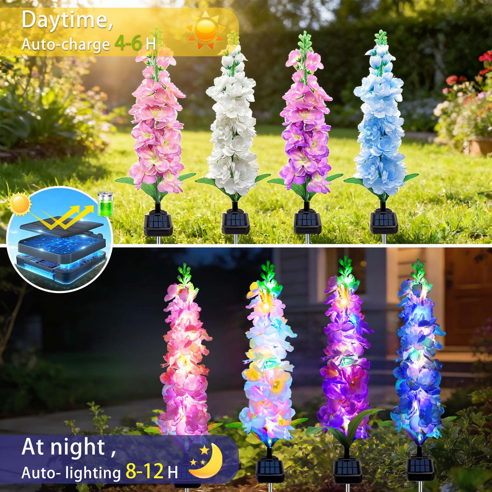 Luces solares para jardín, luc - Flower Photography Led Lighting Pack reseña y precio