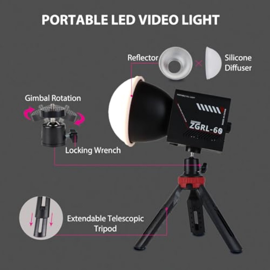 Luz de Video LED COB de 60W, P - Photography Lighting Portable reseña y precio