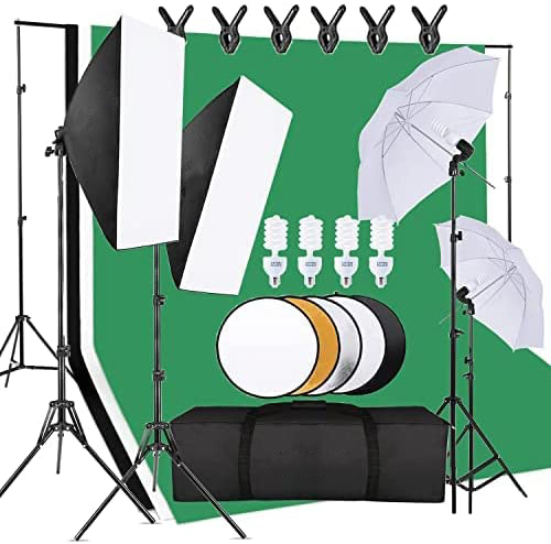 El conjunto de equipo de estud - Photography Lighting And Backdrop Kits reseña y precio