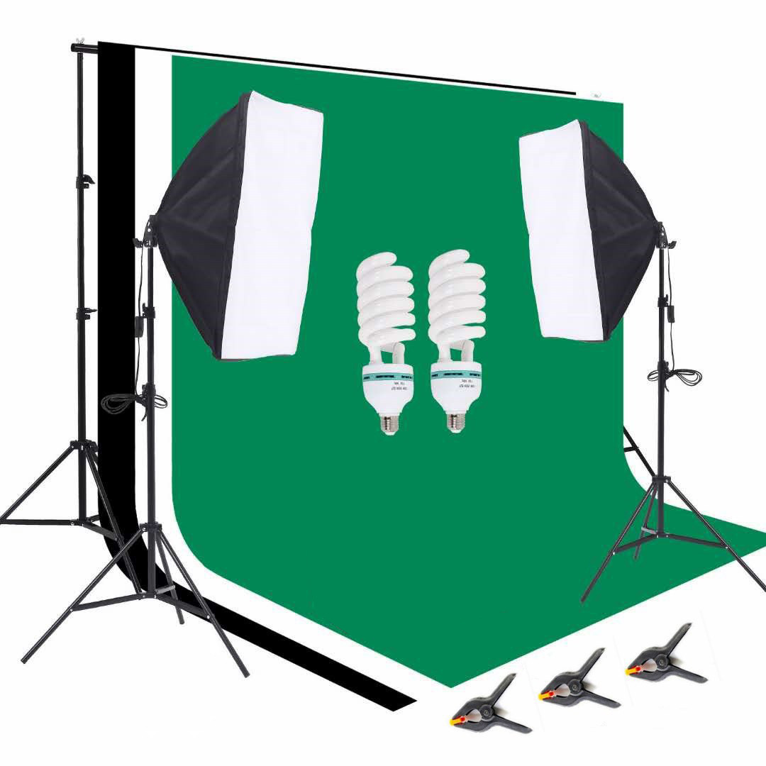 Equipo de estudio fotográfico: - Photography Lighting And Backdrop Kits reseña y precio